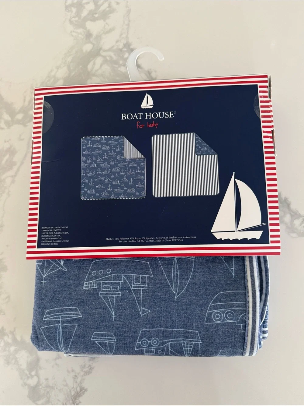 Boat House Nautical Sailboat Boat Reversible Baby Blanket